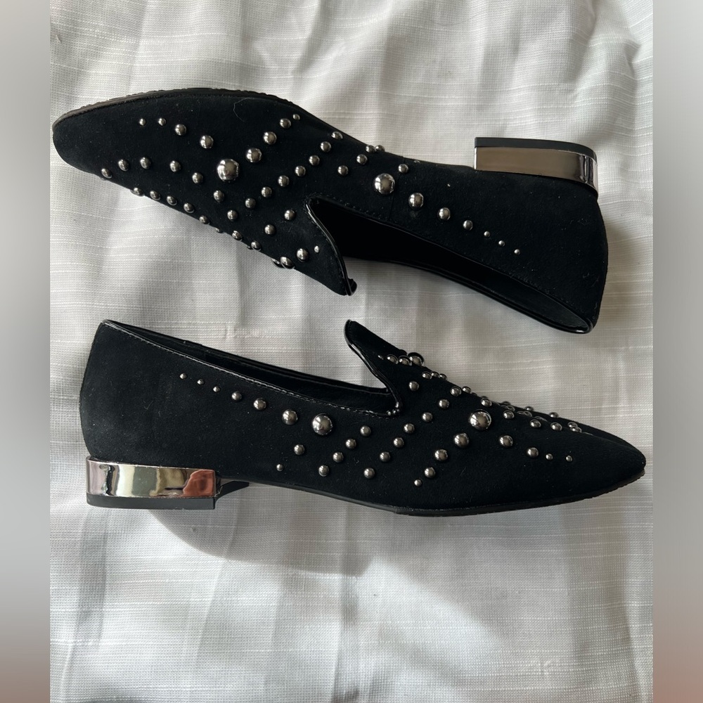 NEW Donald J. Pliner Rehbel Black Suede studded Embellished Loafers  NWT 6.5